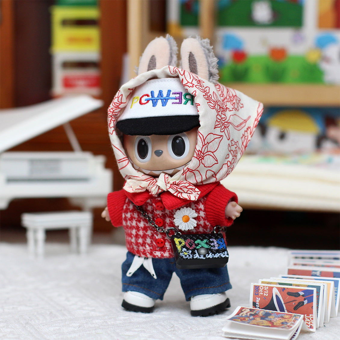 Labubu G-Dragon Red Knitted Outfit for V1 & V2