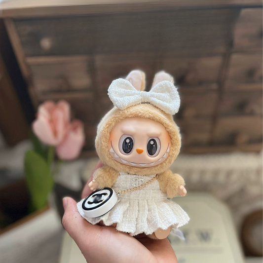 LABUBU Chanel Camellia Cream White Outfit (with Hair Ribbons)